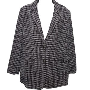 Liz Claiborne Tweed Printed 2 Button Wool Long Sleeve Blazer